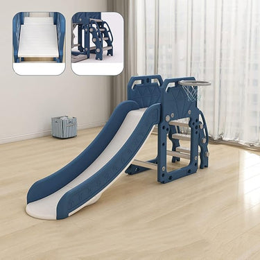 Kids Playset With Slide And Basket Hoop Indoor Toddler Playground